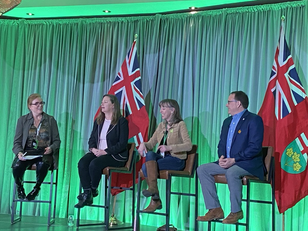 At Ontario Bike Summit today - All Party Cycling Caucus - panel discussion facilitated by Eleanor McMahon with MPPs Catherine Fife, Mary-Margaret McMahon and Mike Schreiner. #OBS2024