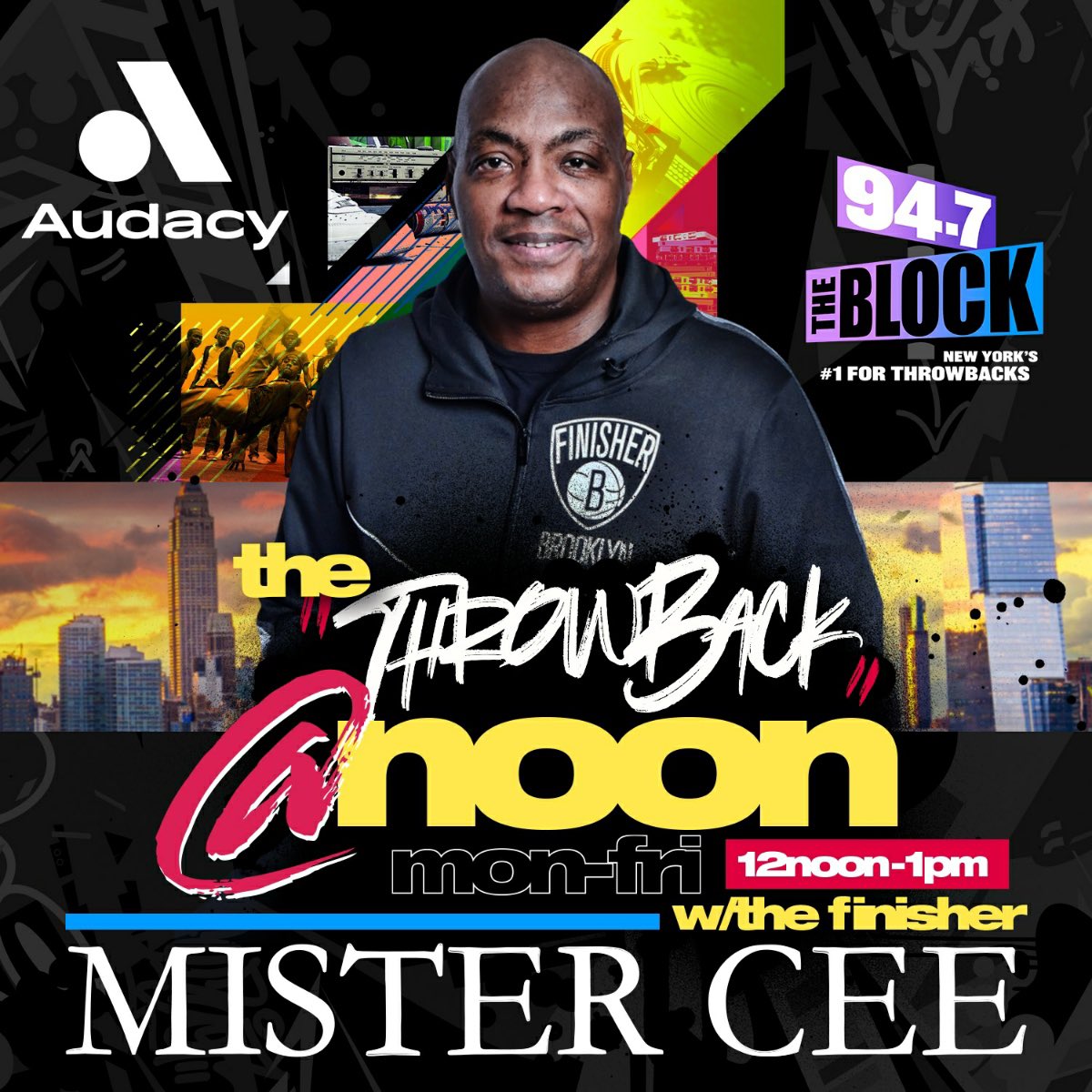 2DAY!!! FROM 
12NOON-1PM!!! THE THROWBACK @ NOON WIT THE FINISHER @djmistercee IN THE MIX ON 94.7 THE BLOCK @947theblock & THE FREE AUDACY APP @audacy NY’S #1 FOR THROWBACKS!!! #ThrowbackAtNoon #TheFinisher #WallopKing