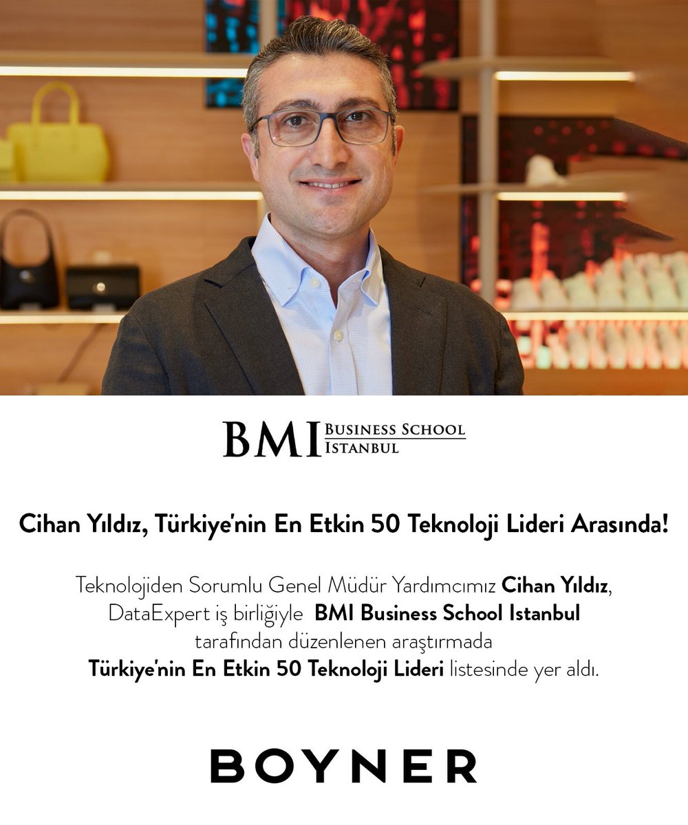 Teknolojiden Sorumlu Genel Müdür Yardımcımız Cihan Yıldız, DataExpert iş birliğiyle BMI Business School Istanbul tarafından düzenlenen araştırmada Türkiye'nin En Etkin 50 Teknoloji Lideri listesinde yer aldı.