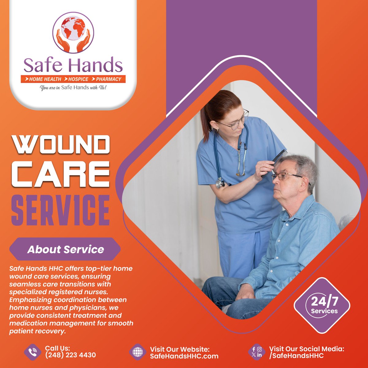 Bandage Up with Confidence! Safe Hand HHC brings hospital-grade wound care right to your doorstep. Our expert nurses sync with your doctors to weave a tapestry of tailored treatment.
Feel free to contact us now: +1 (248) 223-4430
or
Visit us: safehandshhc.com
#SafeHandsHHC