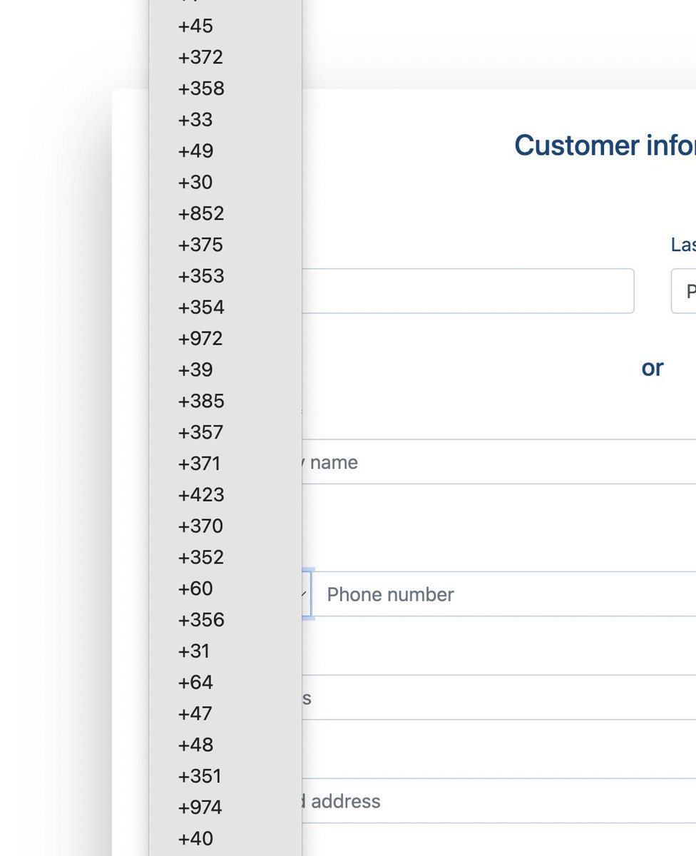 The telephone prefix selector on ferrypay.no -- shuffled to make it super user friendly ...