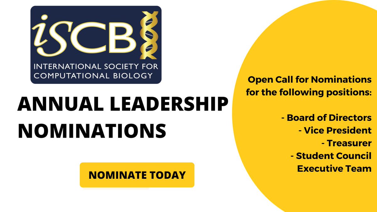 Call for Leadership Nominations are Open for ISCB Officers and Board of Directors Positions! Know someone who would be an excellent candidate to steer the strategic direction of ISCB? Nominate them! mailchi.mp/iscb.org/last-…