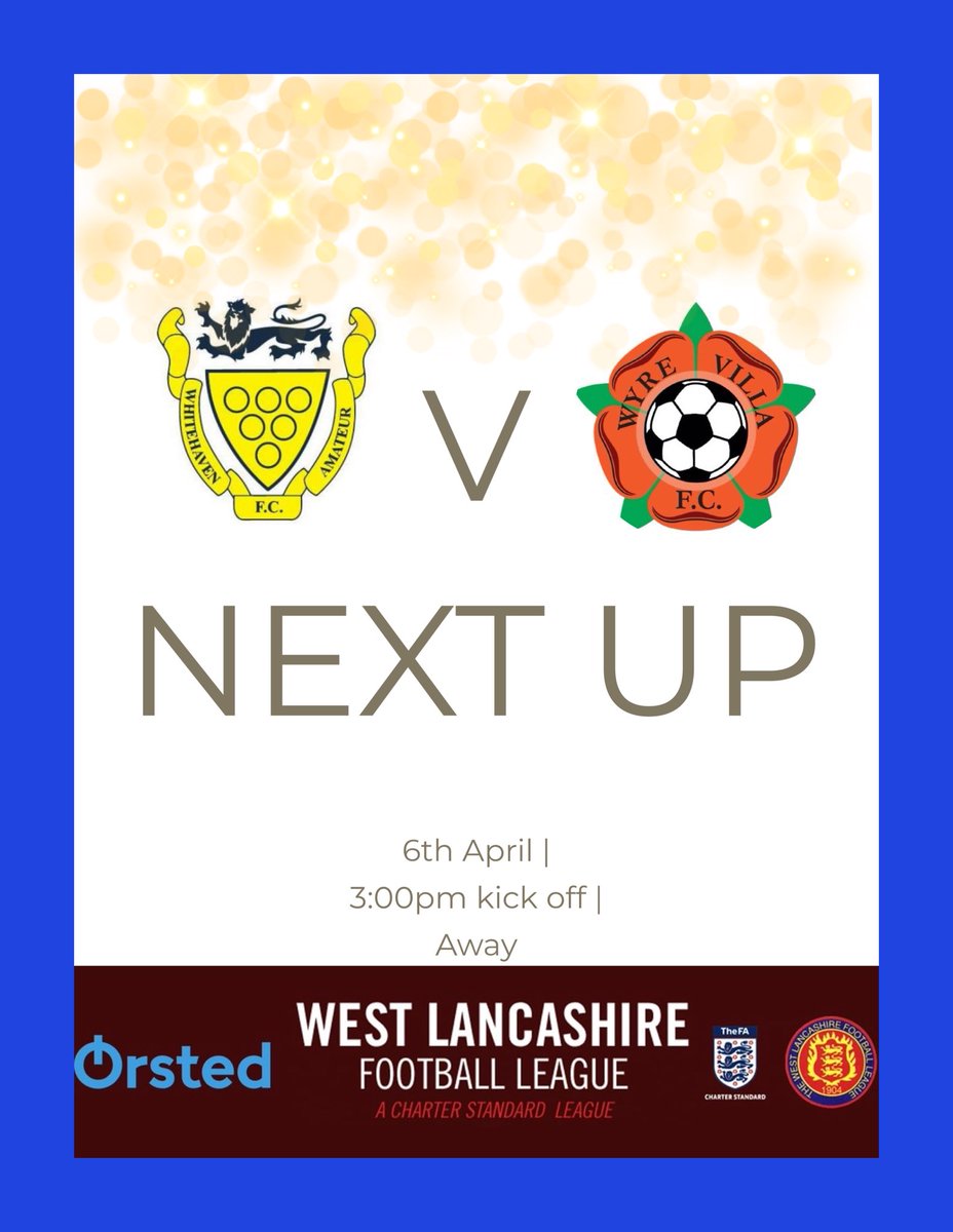 WE ARE BACK! Tomorrow we go on the road to Wyre Villa for some league action. 3pm kick off c’mon the boys! 💛💙