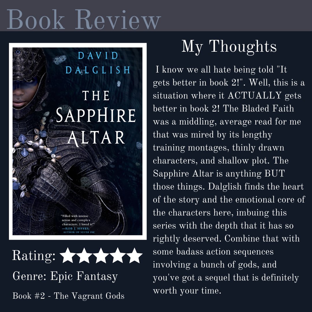 Is The Sapphire Altar (@orbitbooks) the biggest glow up between books in a series I've ever read? Probably! This series belongs on the shelf of any fans of epic fantasy. My full review: beforewegoblog.com/review-the-sap… @BethTabler @BeforeWeGoBlog
