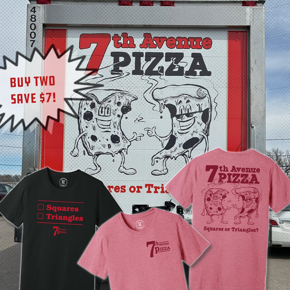 SotaStickCo's tweet photo. Your @7thAvenuePizza merch order window is open! 

🚨🚨 Save $7 when buying two! 🚨🚨

No code needed. Ends on Sunday at Midnight. Tell your friends!
➡️ https://t.co/tXKSzJ8SDQ https://t.co/75RXSwR7yZ
