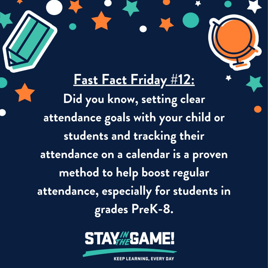 Today's #FastFactFriday shines a spotlight on a proven method that helps improve student attendance, attendance calendars and tracking tools! Let's continue to promote tracking tools to help ensure all students have the support they need to succeed in school!