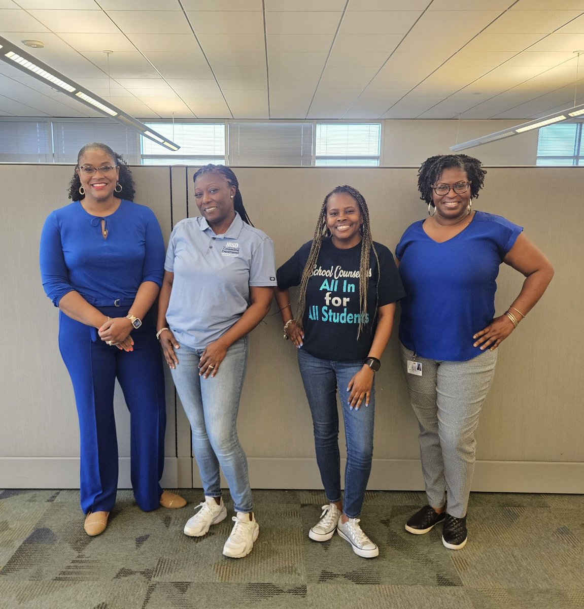 The Counseling Department is All In for Child Abuse Prevention wearing their blue!#empoweringstudents #promotingsuccess @HoustonISD @TeamHISD