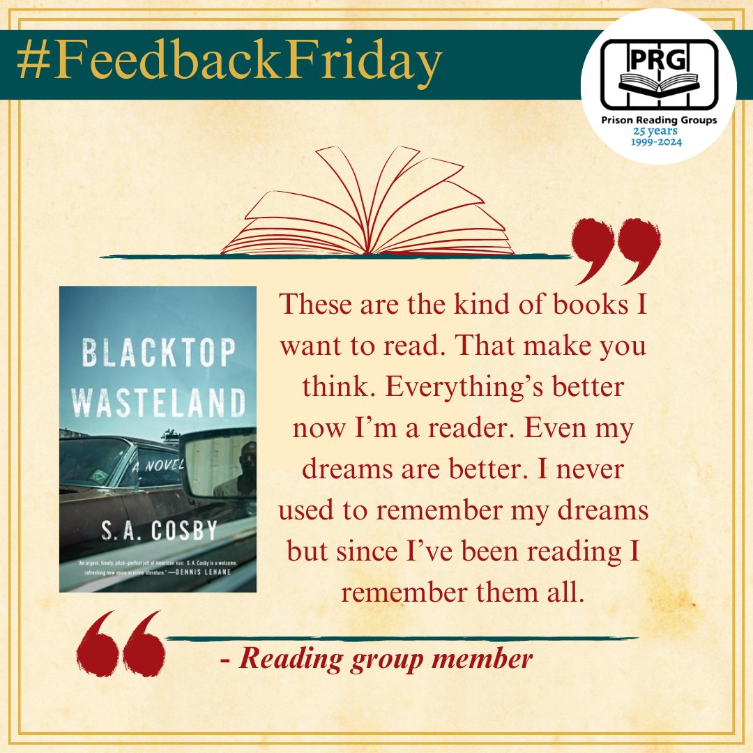 #FeedbackFriday Reading is powerful! Here's some wonderful feedback from from a Prison Reading Group who read @blacklionking73 Blacktop Wasteland. @headlinepg @HachetteUK