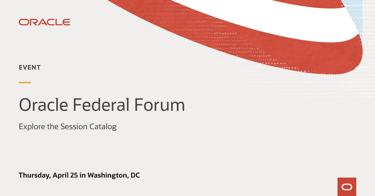 Join us at Oracle Federal Forum to learn how you can get ahead of the generative AI wave by leveraging your data. Register now: social.ora.cl/6016wJQbe