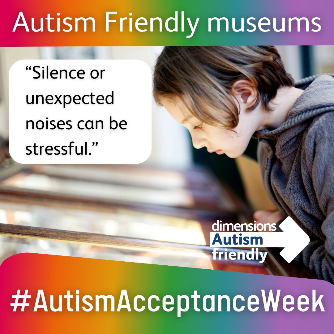 'Silence or unexpected noises can be stressful.' Dimensions offer free advice from autistic people for museums to help them welcome autistic visitors. 🦕 Download our free training: bit.ly/AFmuseums #AutismAcceptanceWeek