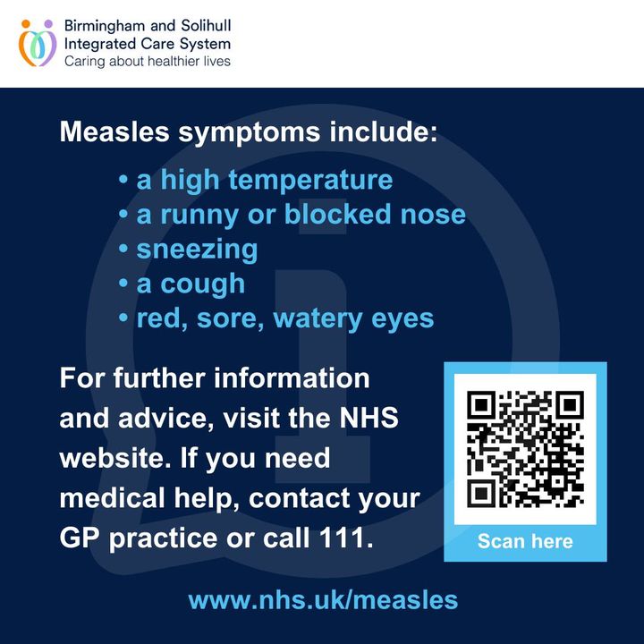 Measles spreads easily and can be passed on to others before a rash appears. 🤧 The first symptoms of measles include a high temperature, a runny or blocked nose, and red, sore, watery eyes. ➡️ Find more symptoms, as well as advice on what you should do: bit.ly/3xcXRKR