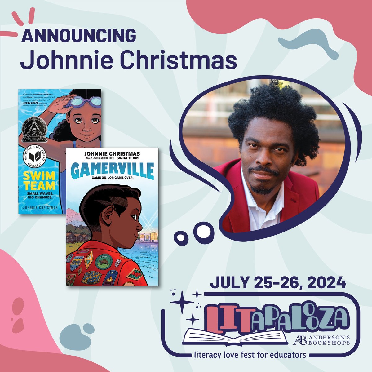 We can't WAIT to see Johnnie Christmas @j_xmas in breakout panels! He will hang out with YOU for two days of literacy love, breakout sessions and author signings geared towards educators! More details and register here: LITapalooza2024.eventcombo.com