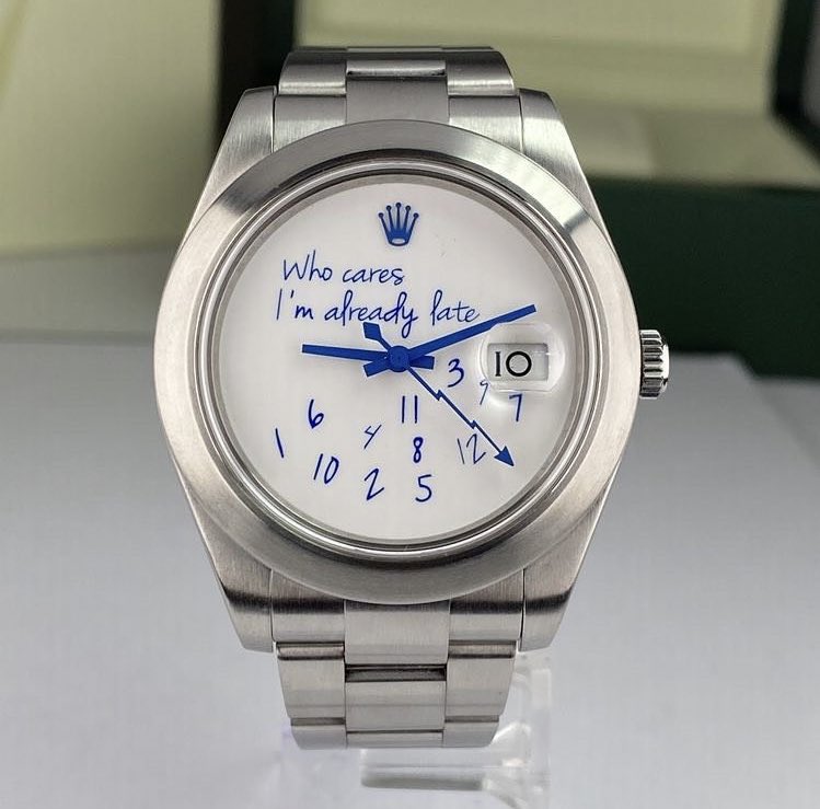 saint's tweet photo. "Im Already Late" 

Mad Paris x Collette Rolex https://t.co/kTbdk4apE0