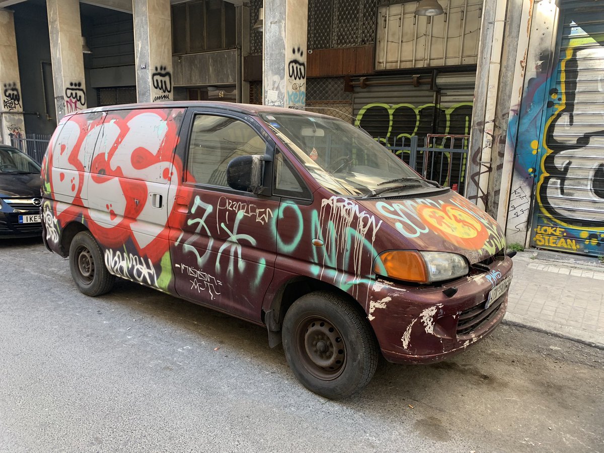 In the Εξαρχία district of Athens, even things that move get tagged.