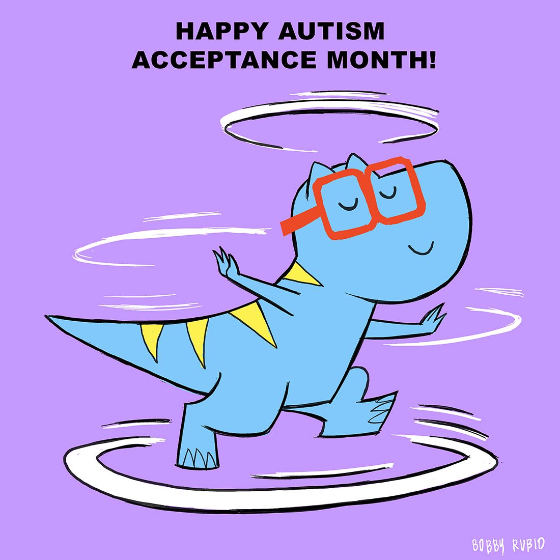 Happy #AutismAcceptanceMonth! Alex likes to spin. Many #Autistic people can learn to manage their #Stimming. It takes time, patience, love and understanding. #AlexTheDifferentDinosaur. #AlexAllosaurus My #AutismJourney. WE’re in this together. You are not alone. 💙💛❤️♾️