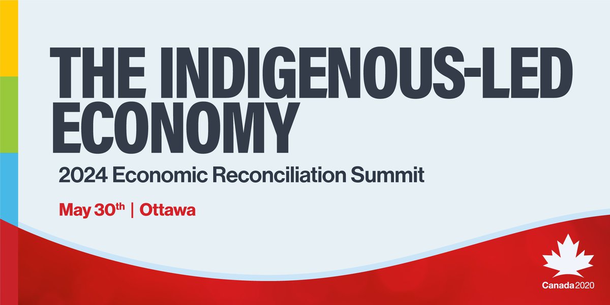 On May 30, join @Canada2020 and Indigenous leaders from across sectors and territories for a vital day of conversation and engagement at our annual Economic Reconciliation Summit: The Indigenous-Led Economy. Register now: canada2020.ca/events/2024-ec…