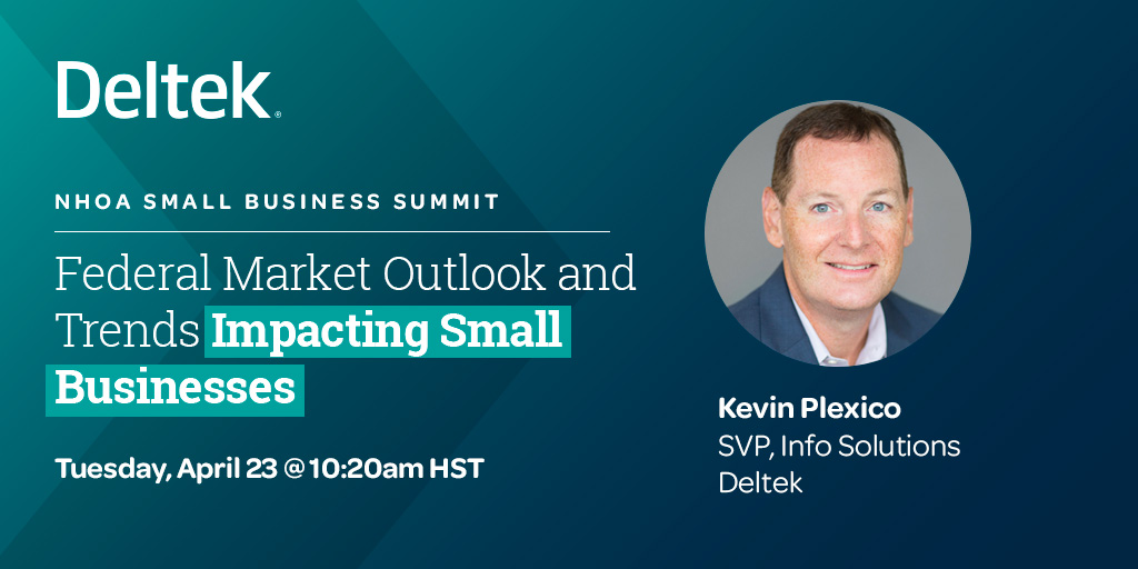 Join Kevin Plexico, Deltek’s SVP of Information Solutions, at the upcoming @nhoassociation Small Business Summit as he shares an update on the federal market + discusses the key trends & challenges that could impact your #smallbiz. whova.com/web/PaH3jSdv4a… #GovCon #NHOASmallBiz24