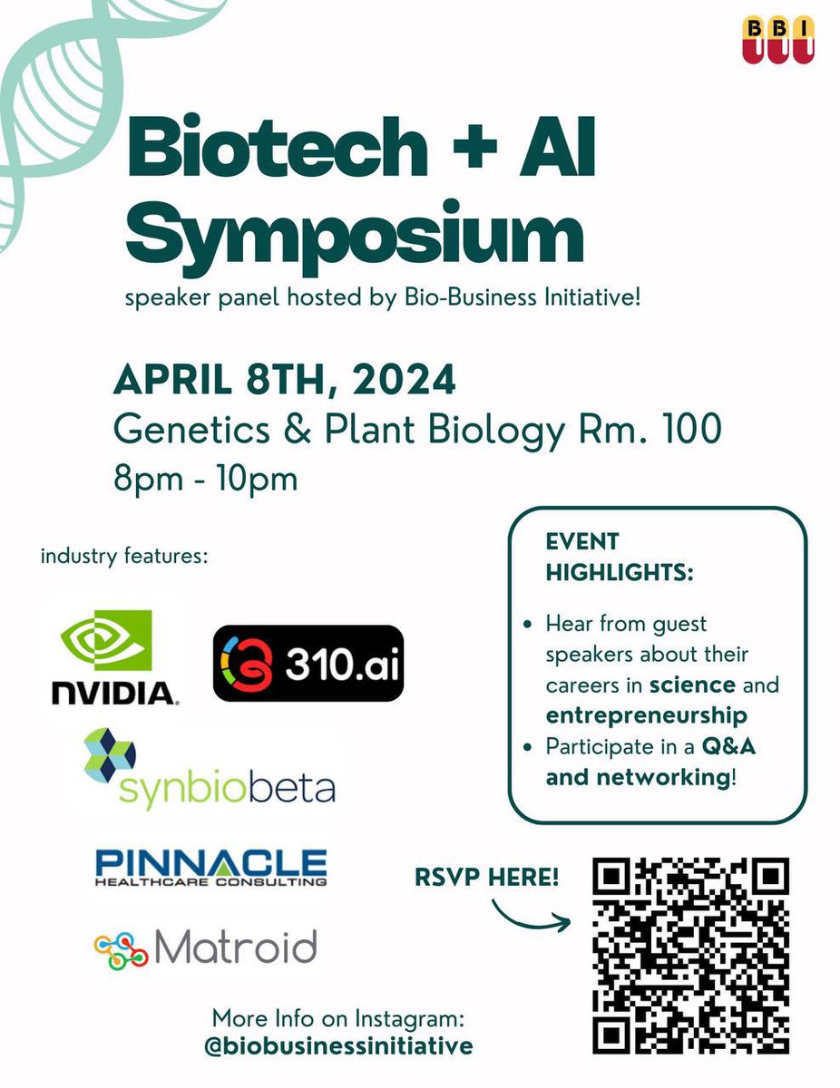 Around UC Berkeley Campus Mon Apr 8? Come by for the Biotech + AI Symposium