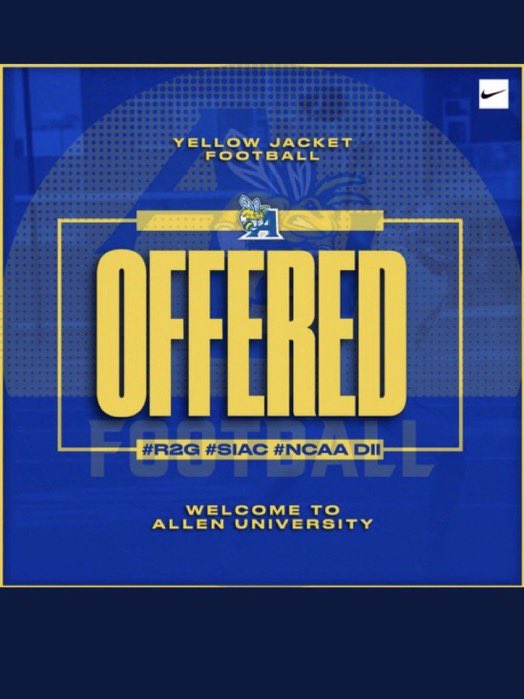 Praises To The Most High, I am blessed to have earned an offer from Allen University ‼️ @CoachMcRae77