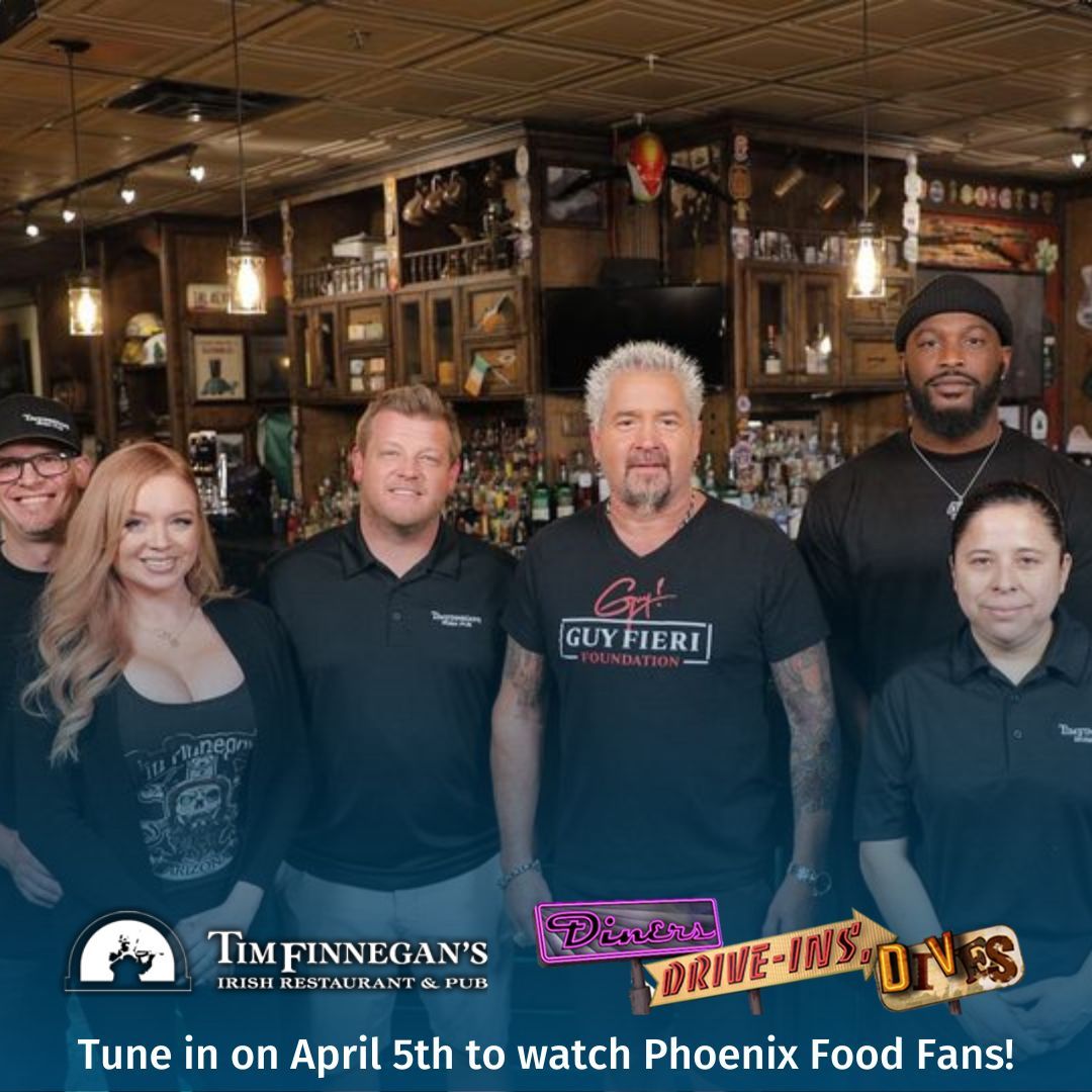 Our tenant, Tim Finnegan’s Irish Pub, located at our Glendale Market Square shopping center, will be featured on the Food Network’s Diners Drive-Ins and Dives #DDD tonight w/ #GuyFieri, April 5th at 9:00pm ET/PT, in an episode titled "Phoenix Food Fans"!

buff.ly/3E5A5kW