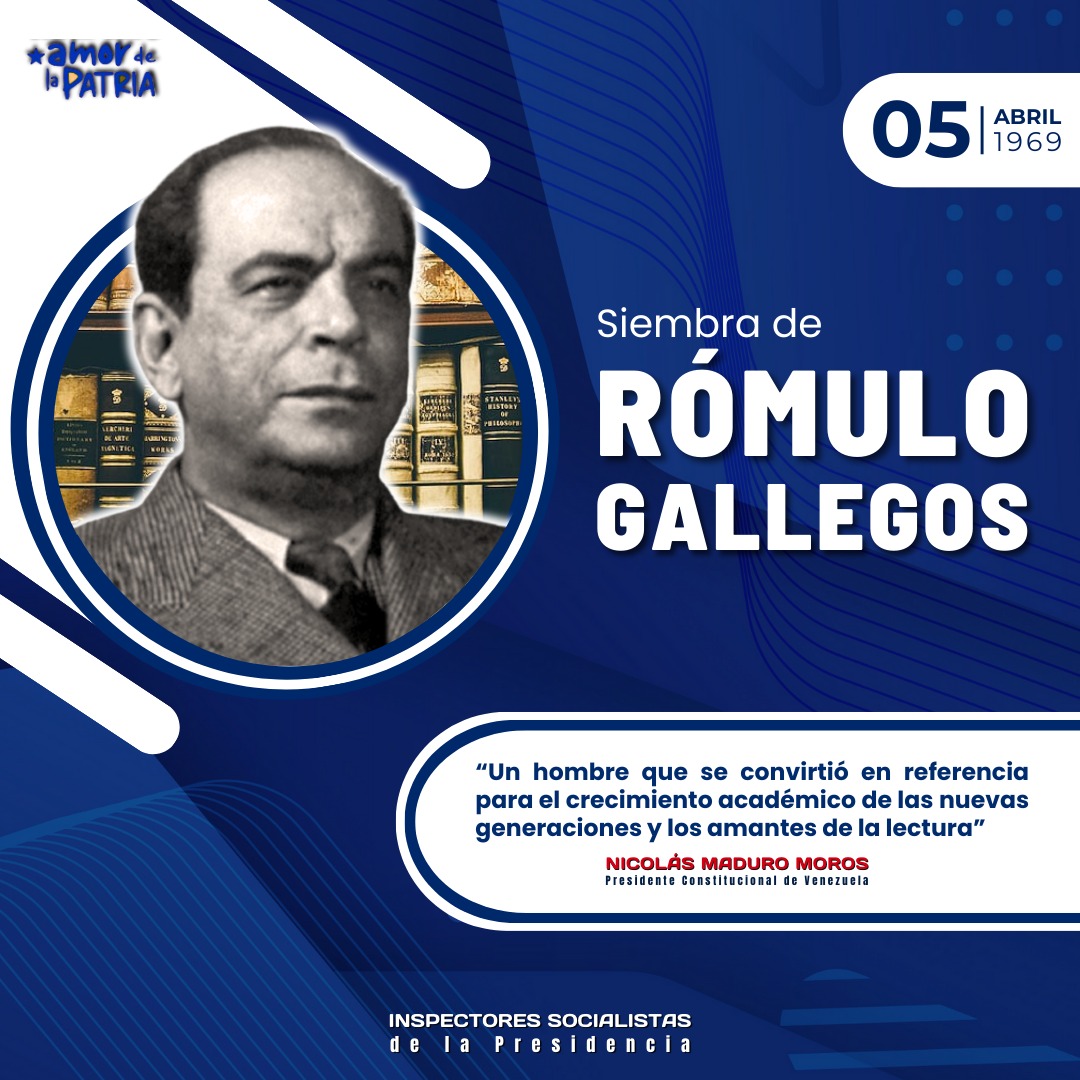 #CISPAlDia #5Abr
A 55 años de su siembra Rómulo Ángel del Monte Carmelo Gallegos Freire fue un político y novelista venezolano más relevante del siglo XX y uno de los más grandes literatos latinoamericanos de todos los tiempos
#SomosPuebloHumanista
@CISPresidencial
@ACoronadoVzla