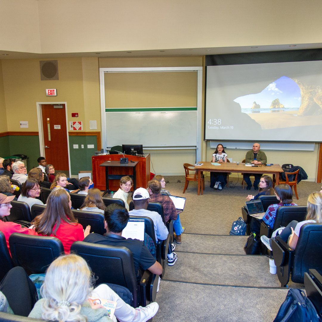 GSSatUGA's tweet photo. On March 19th, the Germanic &amp; Slavic Studies department co-hosted Russian journalist and activist Elena Kostyuchenko. 

Students enjoyed a rich discussion with Kostyuchenko and Russian and Slavic Studies faculty member Dr. Sasha Spektor! https://t.co/fktxkPYKeR