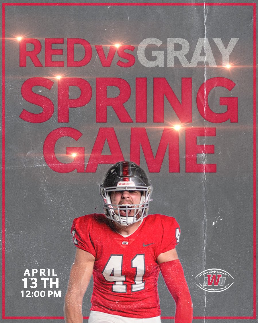 🏈 Red vs. Gray 🏈

We are one week away from the <a href="/IndWesleyan_FB/">Indiana Wesleyan FB</a> spring game! Admission is free, so come bring your family for your first look at the 2024 Wildcats! 😼

🗓️ Saturday, April 13th
⏰ 12:00PM
📍 Marion, Ind.
🎟️ FREE ADMISSION

#BothAnd | #OneBlood