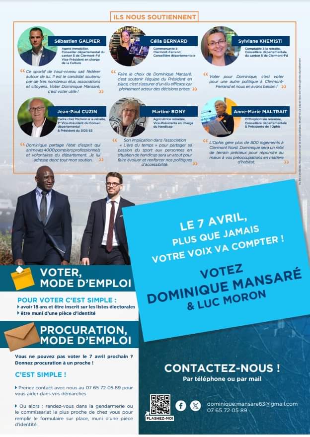 A quelques heures de la fin officielle de la campagne, retrouvez les grandes lignes de notre projet pour le canton. Je n'ai cessé de le répéter, vous serez mon unique préoccupation ! Vous pouvez compter sur moi ! Je compte sur vous ce dimanche #7Avril