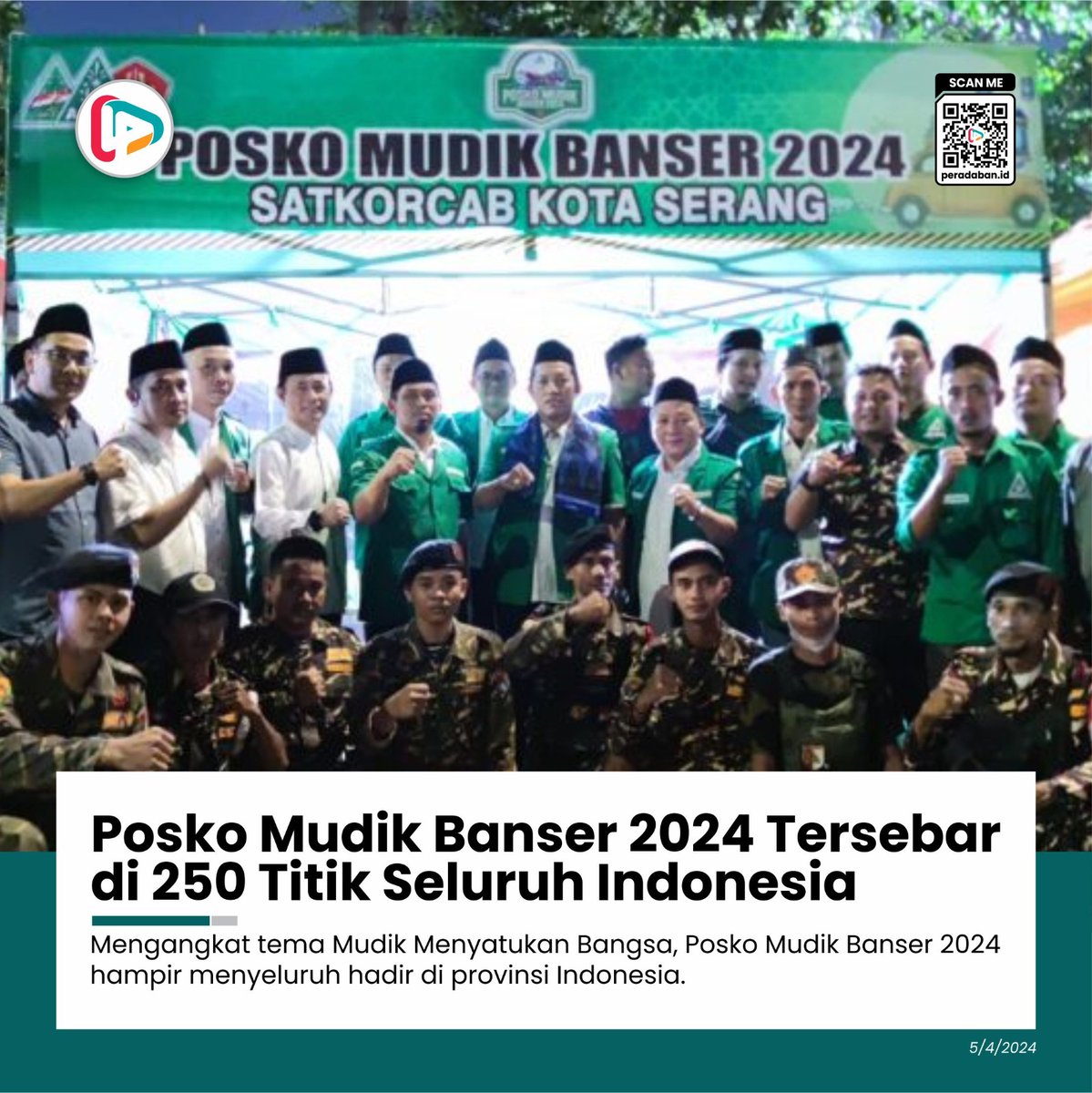 Posko Mudik Banser 2024 Tersebar di 250 Titik Seluruh Indonesia Mengangkat tema Mudik Menyatukan Bangsa, Posko Mudik Banser 2024 hampir menyeluruh hadir di provinsi Indonesia. #PoskoMudikGPAnsorUnilever @noeruzzaman @syaltout @mabrurlbanuna @zhacadel peradaban.id/posko-mudik-ba…