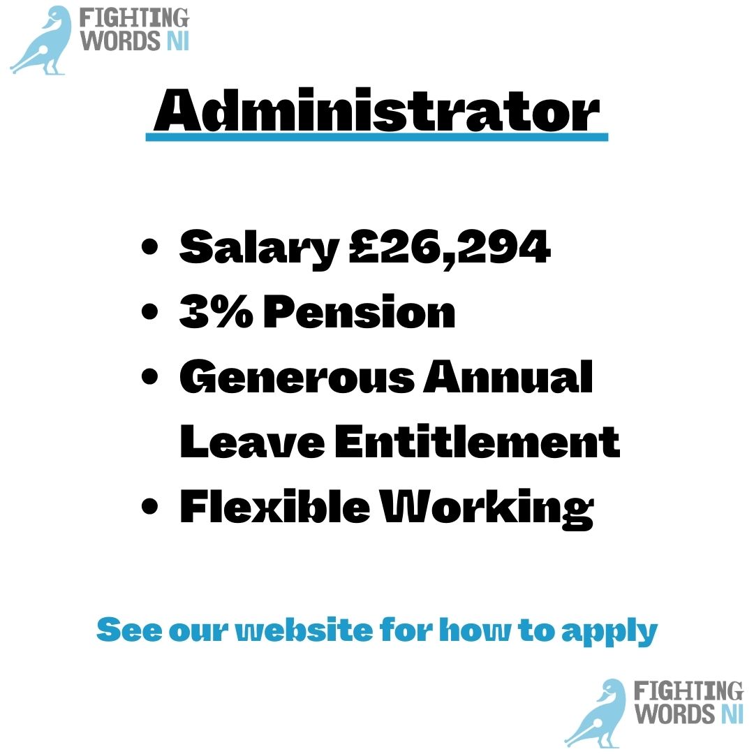 We’re hiring an Administrator – come join our team! If you are a brilliant organiser who wants to work at an amazing creative education charity that has a positive impact on young people every day, then see our website for how to apply fightingwords.co.uk/news/were-hiri…