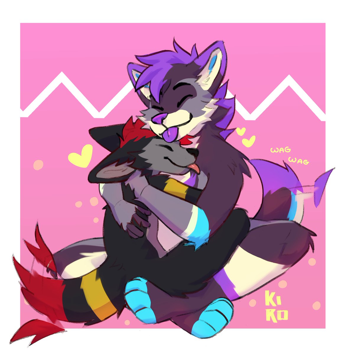 Hugs are undeniably comfy and you can't tell me otherwise 😤👏 💜: @KizmaHusky 🎨: @fenneckiro