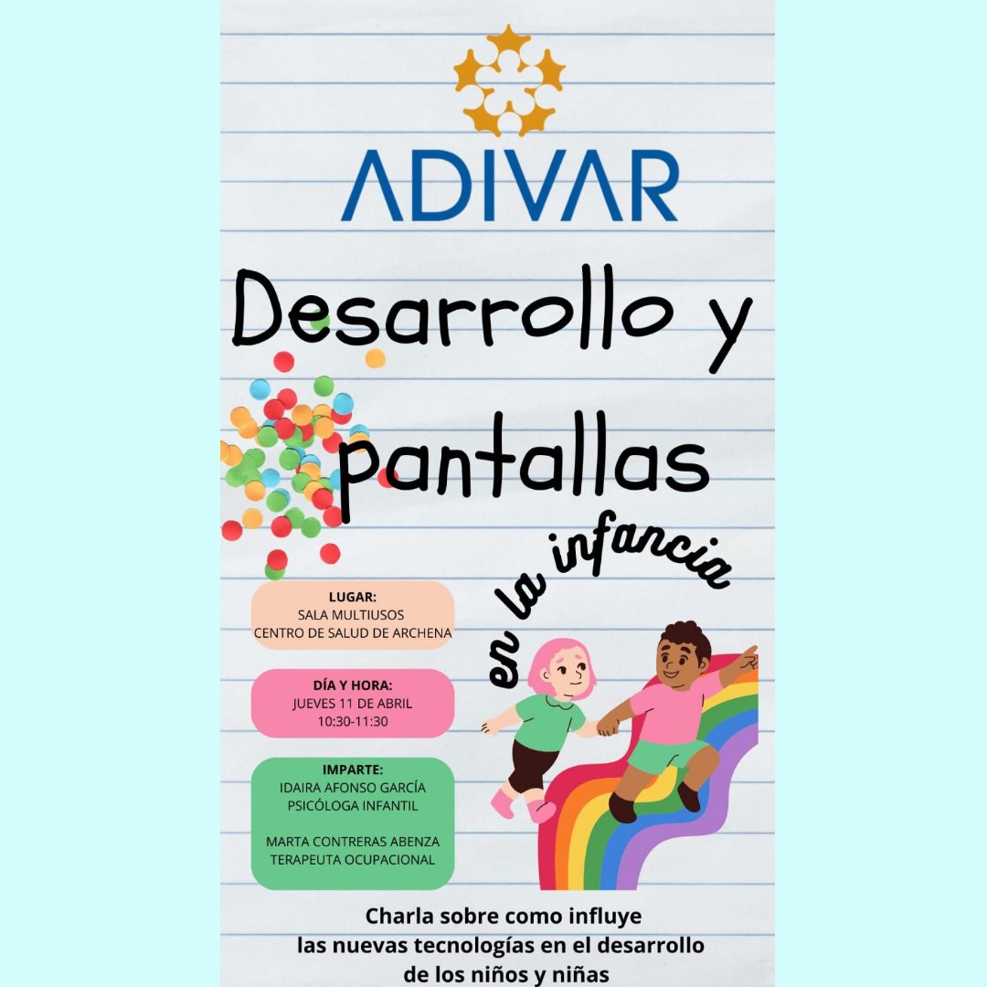 El próximo jueves 11 abril a las 10.30 horas en la sala de usos múltiples del Centro Salud Mario Spreafico de Archena <a href="/SArchena/">C.S. ARCHENA</a>,  tenemos una charla de mucha actualidad e interés para la educación de nuestros peques. Te invitamos a participar. ¡Anímate!