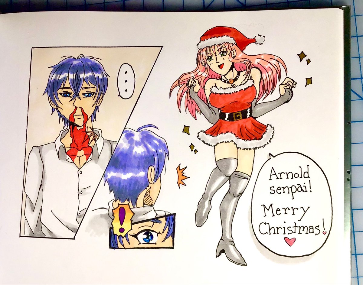 I drew a parody panel of the Christmas short story from #7thTimeLoop ! I have been reading so much manga I accidentally didn’t realize I made it right to left format 😂 oops! 

#ルプなな のボーナス話ですわ！笑　😆

#fanart #notdigitalart #traditionalart #anime