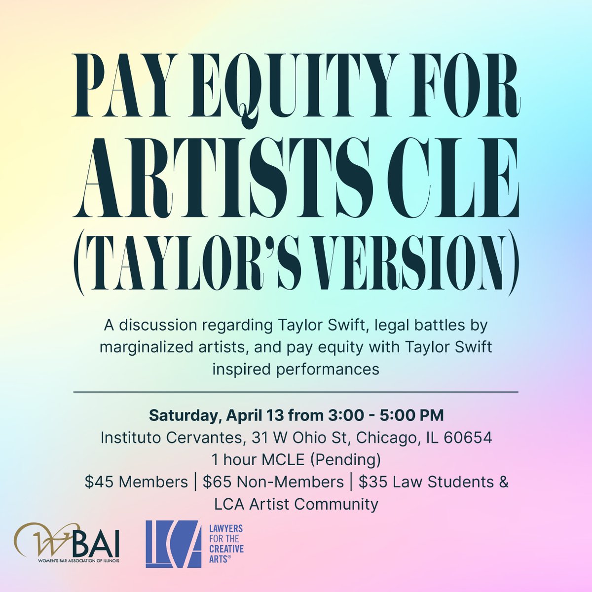 🌟 WBAI & Lawyers for the Creative Arts are thrilled to present: Pay Equity for Artists! 🌟

Dive into the legal world shaped by Taylor Swift's impact with our insightful panelists. 💼🎤
#TaylorSwift #PayEquity #ArtistsRights #SwiftJustice