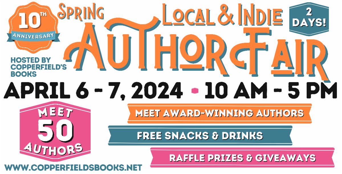 Ooh! Worth roadtrippin' if you're not in the area! Happening this weekend: @CopperfieldsBo1 in Spring, TX is having their annual Local & Indie Author Fair! See the lineup & learn more:
lp.constantcontactpages.com/cu/gVA6qVe/Cop…
#literarytexas #texasbooks #texasauthors #texasbooklovers #bookfestival