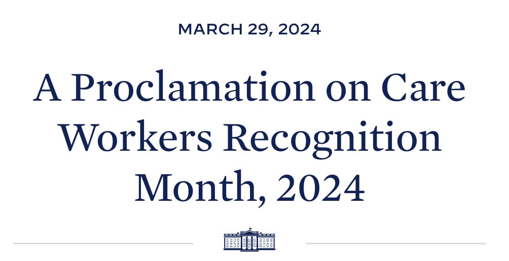 Care work makes all other work possible. Thank you @POTUS for recognizing the critical value of our essential workers & spotlighting why these jobs need better, family-sustaining wages.