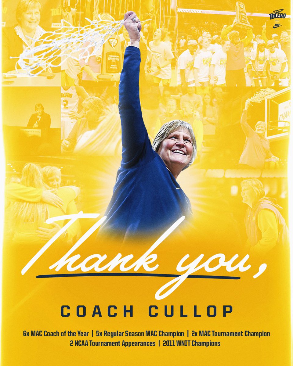 So many memories. We are so thankful to Coach Cullop for everything she has given to this program, the university, and the community. #TeamToledo | #GoldStandard