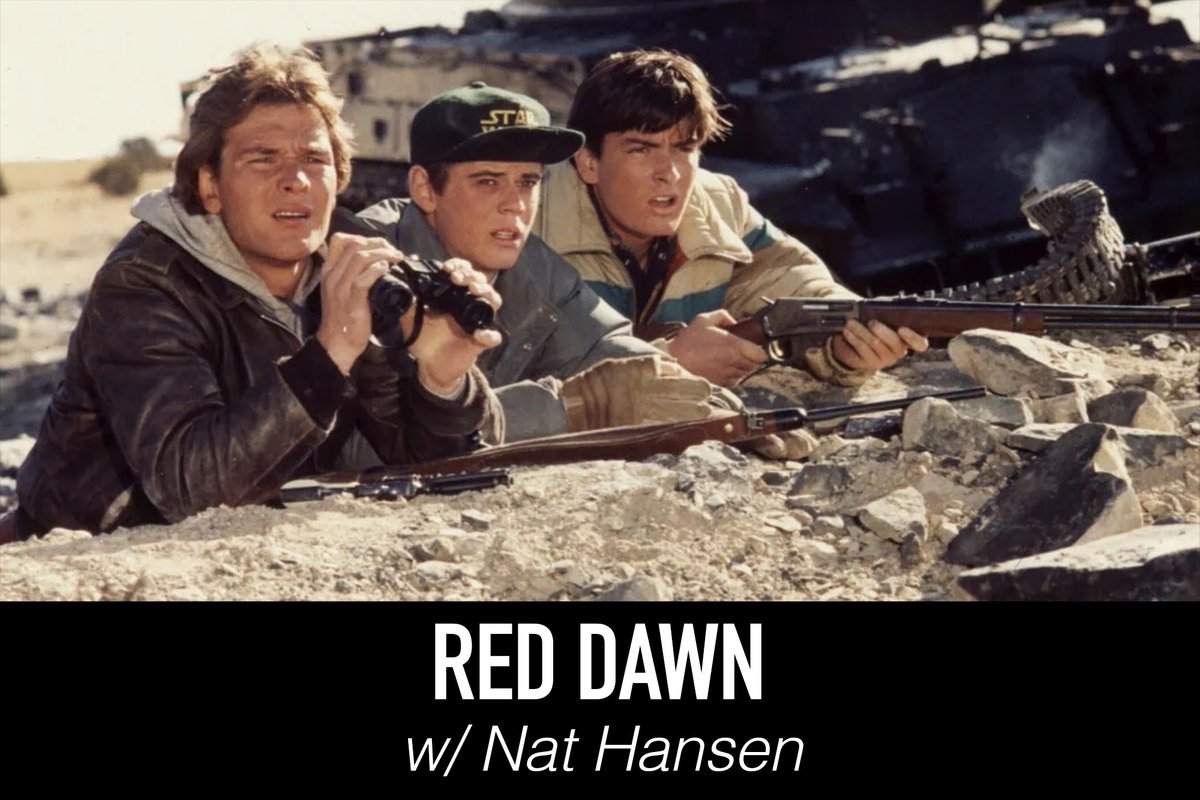 Red Dawn (w/ @_NatHansen_) John Milius's 1984 film Red Dawn has a reputation as being a jingoistic conservative fever dream, but we talk with Nat Hansen, who argues that its political outlook is more complex and more interesting! Listen here: podcasts.apple.com/us/podcast/112…