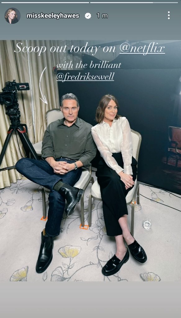 I am meant to be on a break but Keeley keeps luring me back in. My willpower is low. 😂

📷 Misskeeleyhawes Instagram story

#KeeleyHawes #scoop #rufussewell #netflix