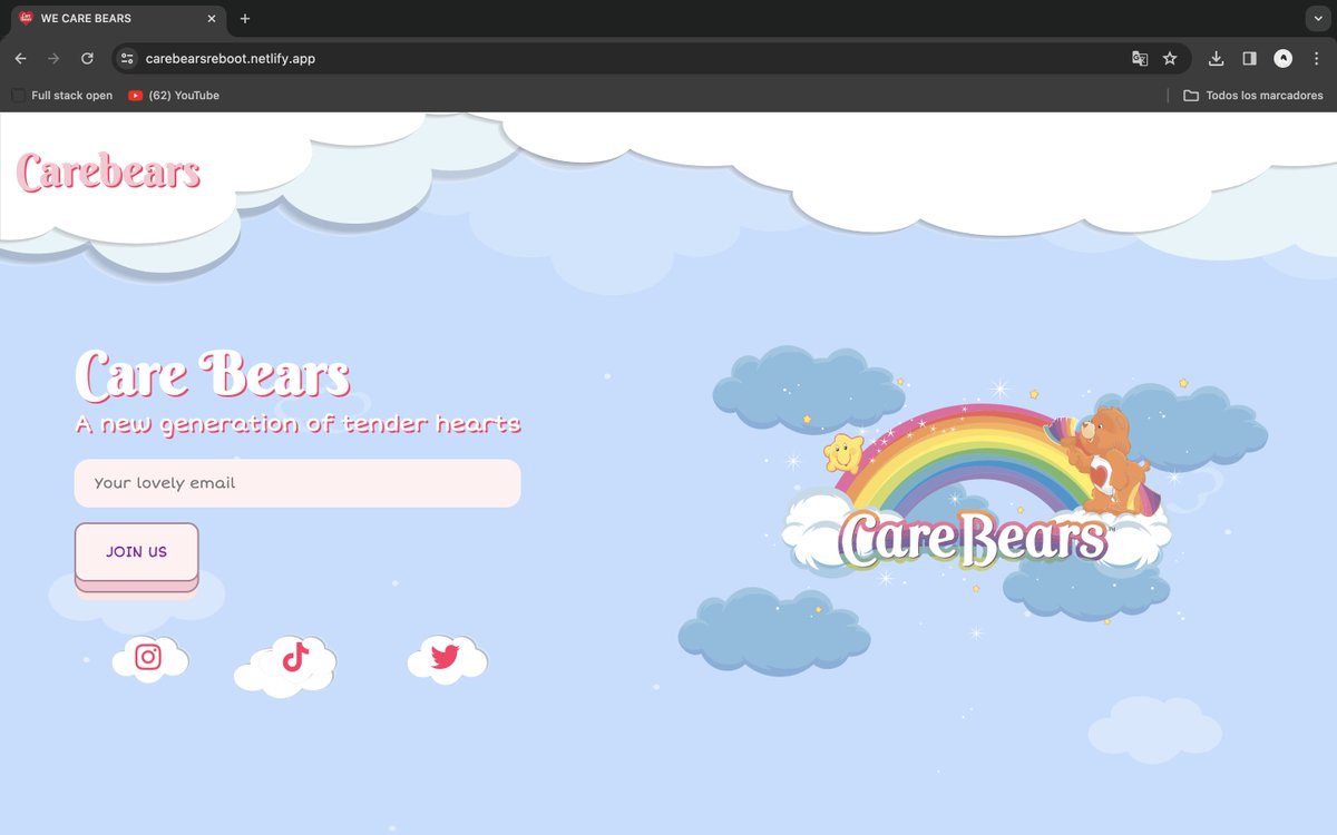 falexa_giron's tweet image. 2. Care Bears, trabajo de clase, en este caso era una landing page para @carebears . Que puedo decir, es preciosa.  #Webdesign #CareBears #DesarrolloFrontEnd #MobileFriendly

carebearsreboot.netlify.app