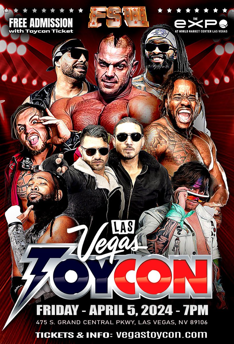 Due to injury, @briancagegmsi will not be performing tonight at Vegas ToyCon. Tonight's Main Event will be @DashingChrisBey vs @DannyLimeLight for the FSW Mecca Grand Championship.