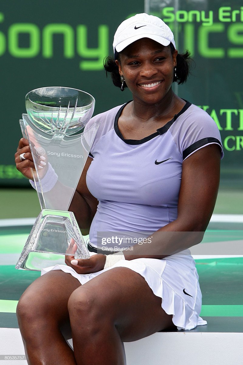 📆 On this day in 2008 [8] Serena Williams won her fifth #MiamiOpen title after defeating [4] Jelena Jankovic 6-1, 5-7, 6-3. In the quarterfinals she defeated [1] Justine Henin 6-2, 6-0. 30 of 73. 🏆🏆🏆🏆🏆