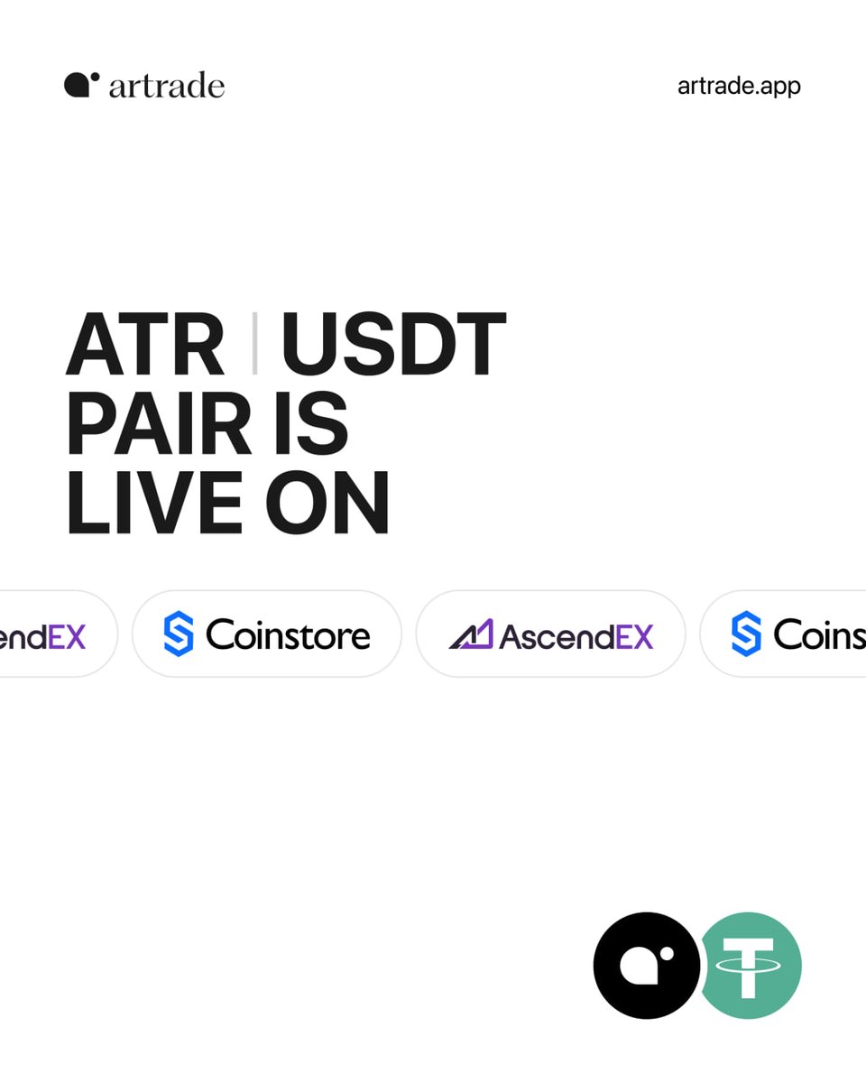 Artrade is listed on Coinstore and AscendEX for a few hours now 🚨

2 new listings for Artrade!

We are now listed on several CEX:

👉 Gate, MEXC, Bitmart, AscendEX, Coinstore, Hotscoin.

What will be the next listing? 👇