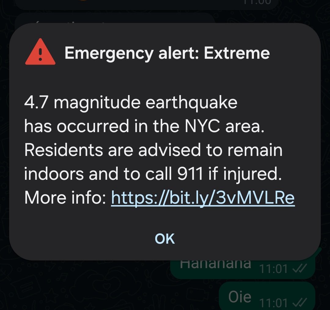 Indynielsen's tweet photo. Alinhada com todos os filmes de catástrofes e fim de mundo que começam em NY, acabei de passar pelo meu primeiro terremoto rs https://t.co/AjqxricnFA