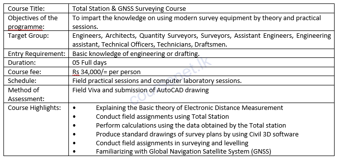 Certificate course on Total Station & GNSS offered by the Institute of Technology, University Of Moratuwa (ITUM) #TotalStation #GNSS #CertificateCourse #course #coursenet