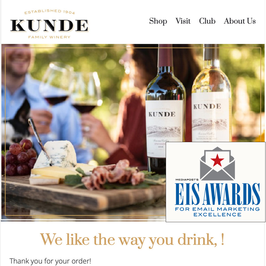 Thrilled to share our triumph at the MediaPost's EIS Awards for our work with Kunde Winery's email marketing! See the emails here: bit.ly/3Vcc7NJ