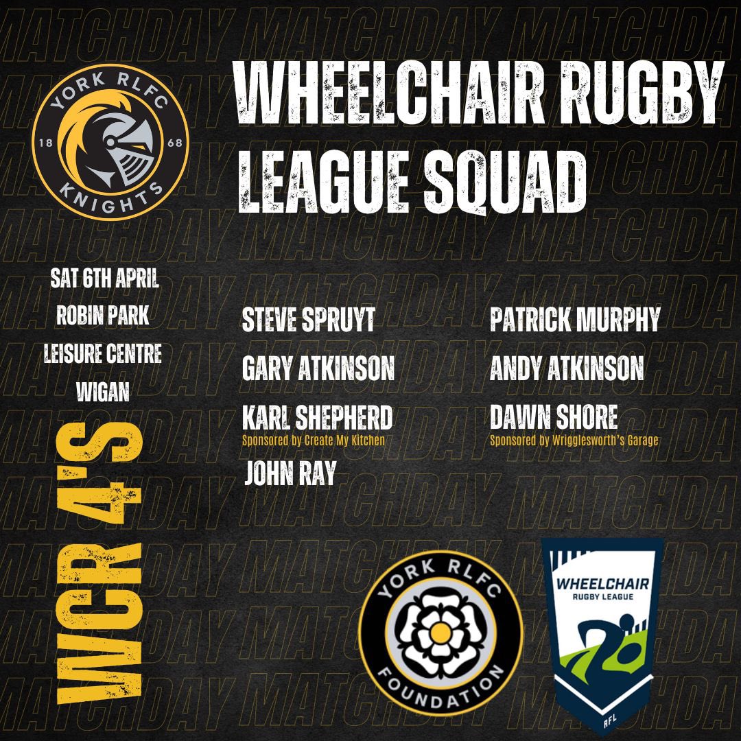 𝐖𝐡𝐞𝐞𝐥𝐜𝐡𝐚𝐢𝐫 𝐑𝐮𝐠𝐛𝐲 𝐋𝐞𝐚𝐠𝐮𝐞 💥 🚘 Good luck to our Wheelchair Rugby League team, who head over to Wigan for the Wheelchair 4‘s competition this Saturday. ♿️ Get involved👇 🌐 yorkrlfc.com/wheelchairrugb… #RiseUp | #WeAreYork ⚔️