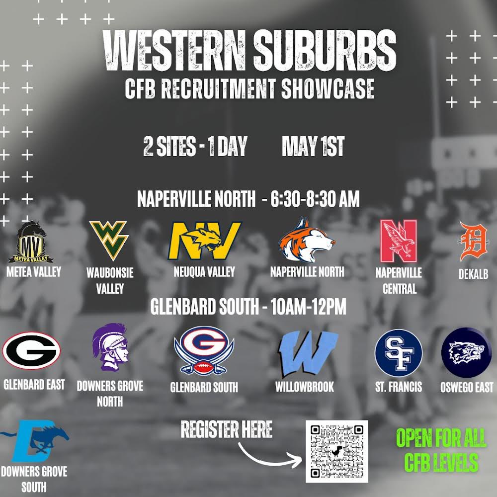 @CoachChris_Roll @PrepRedzoneIL @Bryan_Ault @AllenTrieu @G1Bound @EDGYTIM @hddngemscouting 🚨🚨Updated Graphic. One, and FINAL, addition to the showcase is Downers Grove South @DGS_Football