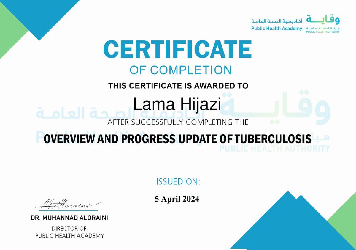 ✨golden opportunity | 
Thanks to @Saudi_PHA  for the valuable information about the current progress of TB.  
📍Globally there was a 10.6 million cases of TB ! Thankfully Saudi Arabia is a low TB incidence country with annual rate of less than 7.5 per 100.000 population.