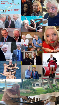 Richard Branson était pire qu'Epstein. Branson s'est occupé de la liste A et de la royauté. Pendant ce temps, Epstein s’est occupé de la liste B.
Branson possède des îles dans les îles Vierges, près de l'île d'Epstein.
Sa compagnie aérienne s'appelle Virgin.
Est-ce que quelqu'un…